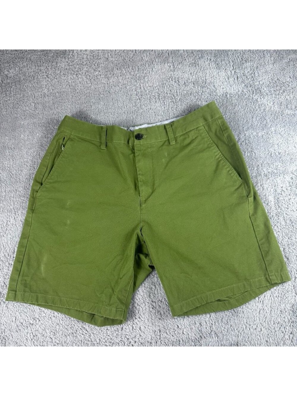 Bonobos Stretch Washed Chino Shorts Mens Size 32 Olive Green Flat Front
